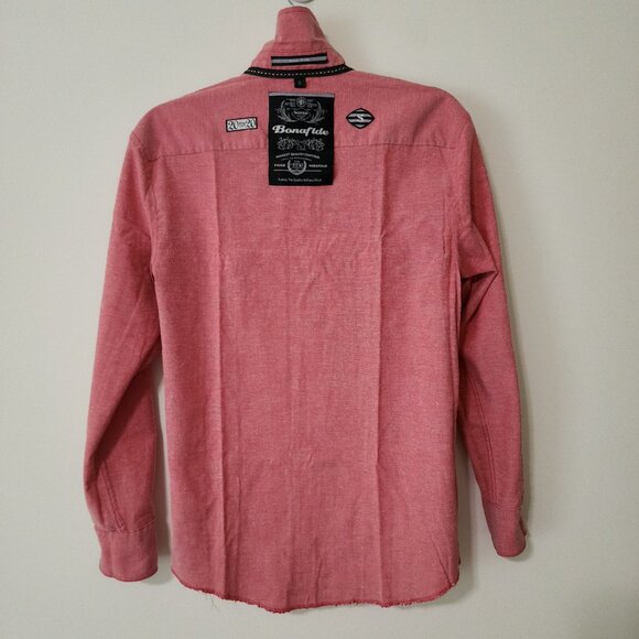 Bonafide 20 for 20 Club Mens Button-Up Shirt Pink Roll-Up Sleeve Workwear Size S - Picture 5 of 9